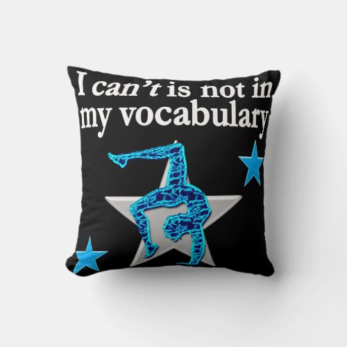 BEAUTIFUL BLUE INSPIRATIONAL GYMNASTICS DESIGN THROW PILLOW