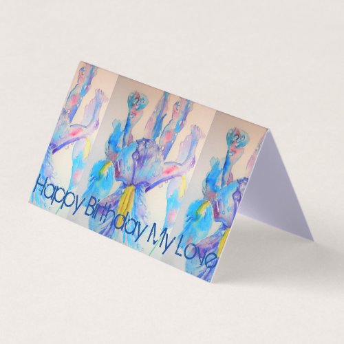 Beautiful Blue Iris Painting Love Birthday Card