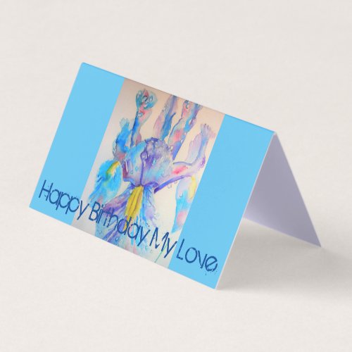 Beautiful Blue Iris Painting Love Birthday Card