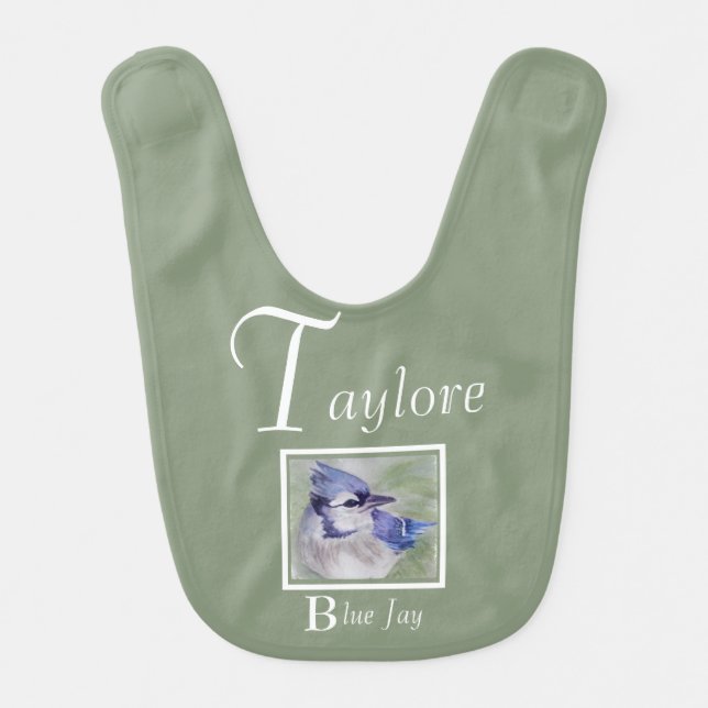 Beautiful Blue Jay Bird Baby Bib (Front)