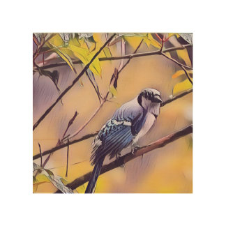 Beautiful blue jay wood wall art