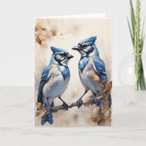 Beautiful Blue Jays Sitting on Tree Limb Blank Card