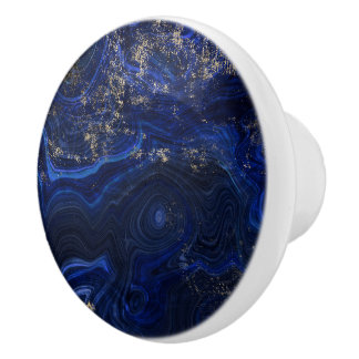 Beautiful blue lapis lazuli geode inspired  ceramic knob