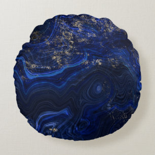 Beautiful blue lapis lazuli geode inspired round pillow