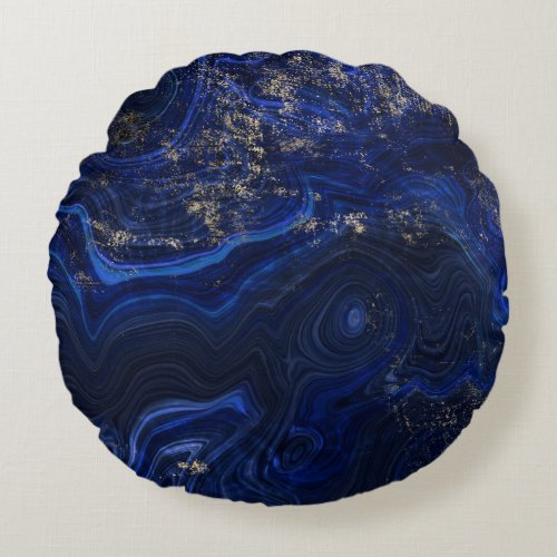 Beautiful blue lapis lazuli geode inspired  round pillow