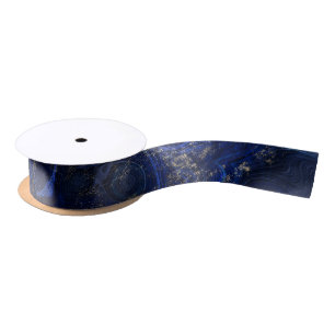 Beautiful blue lapis lazuli geode inspired satin ribbon
