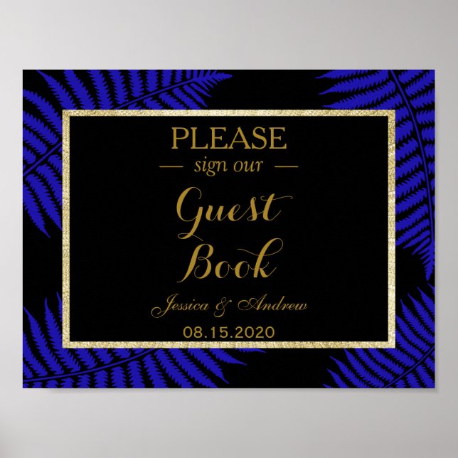 Beautiful Blue Leaf Bracken Wedding Poster (Front)