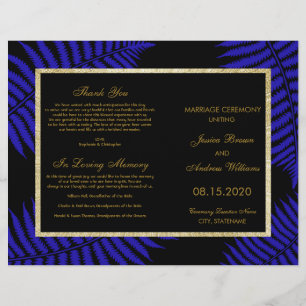 Beautiful Blue Leaf Bracken Wedding Program