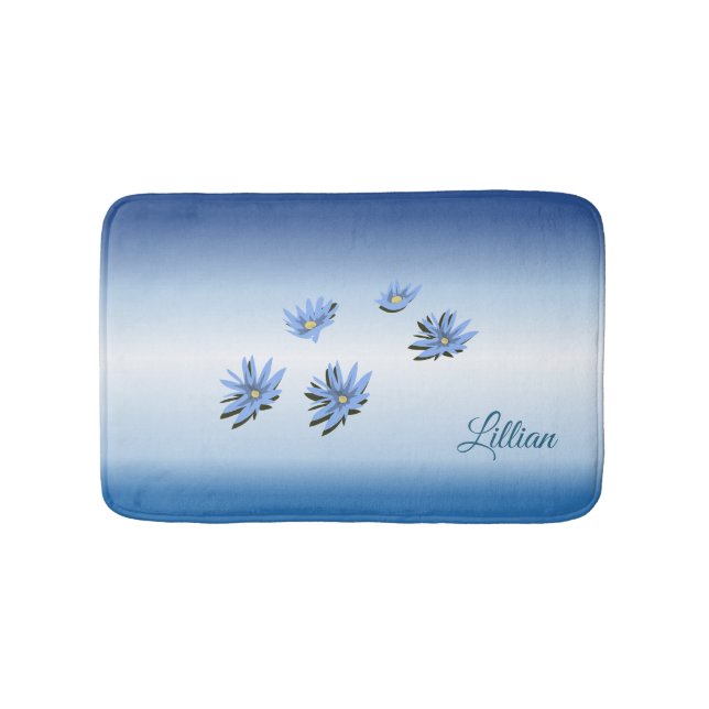 Beautiful Blue Lilies Bath Mat (Front)