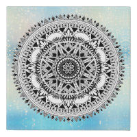 Beautiful Blue Mandala Geometric Pattern Faux Ca