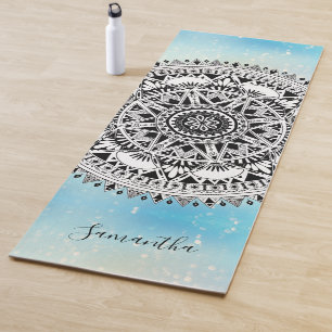 Beautiful Blue Mandala Geometric Pattern Name Yoga Mat