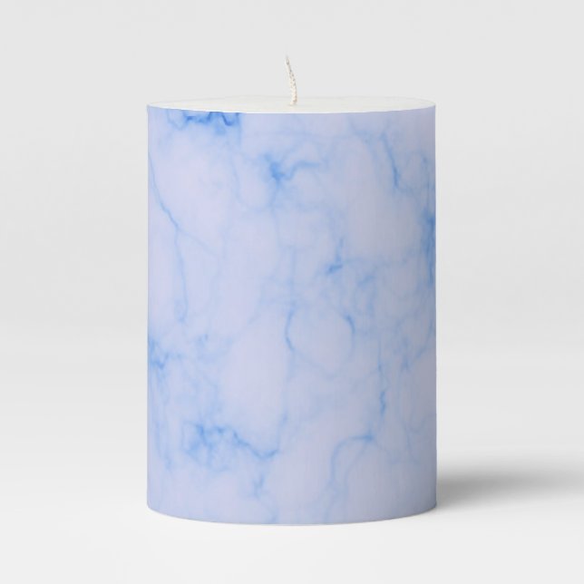 Beautiful Blue Marble Texture   Pillar Candle (Front)