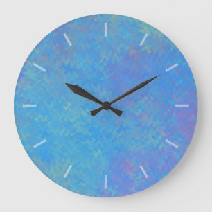 Beautiful Blue Marbled Paper Design Large Clock
