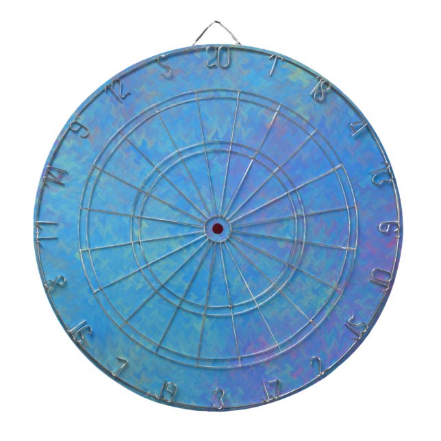Beautiful Blue Marbled Paper Look Dart Board (Front)