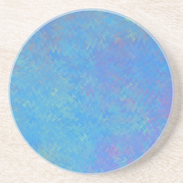 Beautiful Blue Marbled Paper Look Drink Coaster (Front)