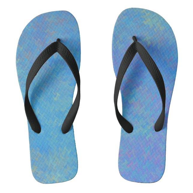 Beautiful Blue Marbled Paper Look Flip Flops (Footbed)