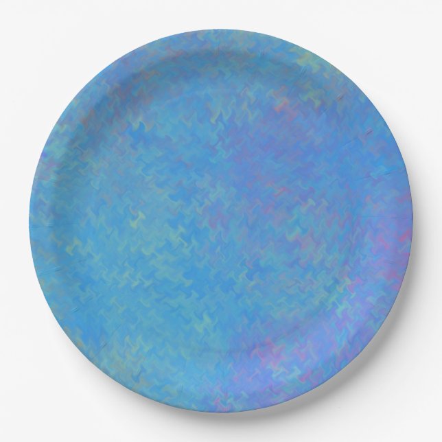 Beautiful Blue Marbled Paper Look Paper Plates (Front)