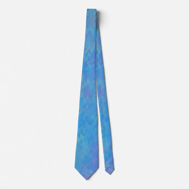 Beautiful Blue Marbled Paper Look Tie (Front)