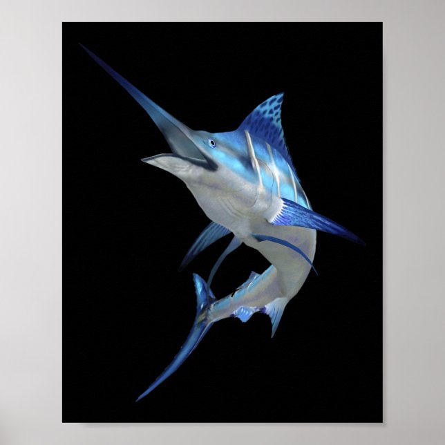 Beautiful Blue Marlin Fishing Short Sleeve  Poster (Front)