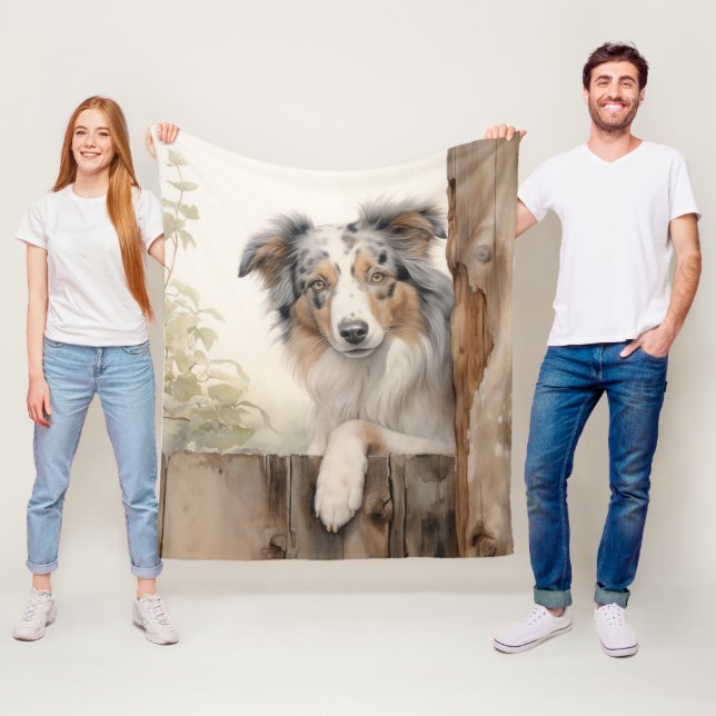 Beautiful Blue Merle Aussie – Devoted Fleece Blanket (In Situ)