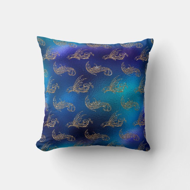 Beautiful Blue Mermaid Glitter Design - Throw Pillow (Front)