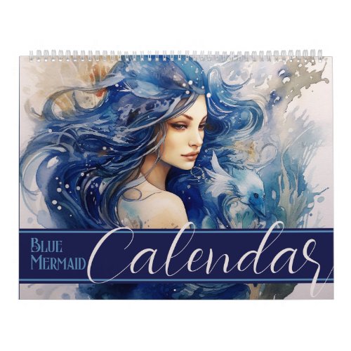 Beautiful Blue Mermaid Watercolor Calendar