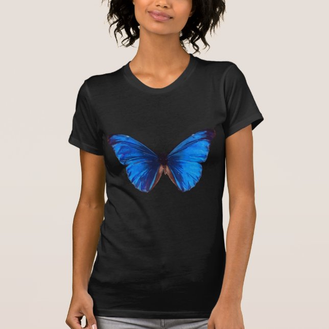 Beautiful Blue Monrach butterfly vintage art T-Shirt (Front)