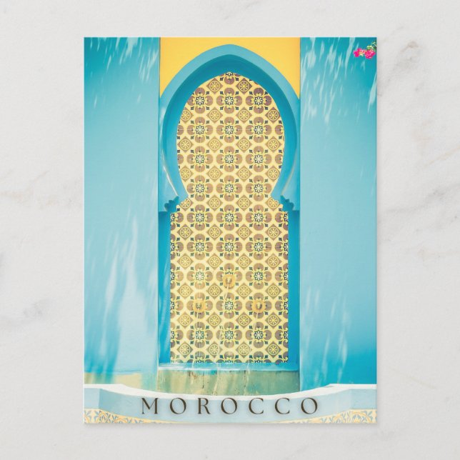 Beautiful Blue Moroccan Door In Marrakech  Holiday Postcard (Front)