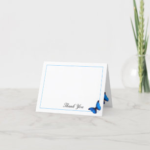 Beautiful Blue Morpho Butterfly Clean and Simple Letterpress Thank You Card