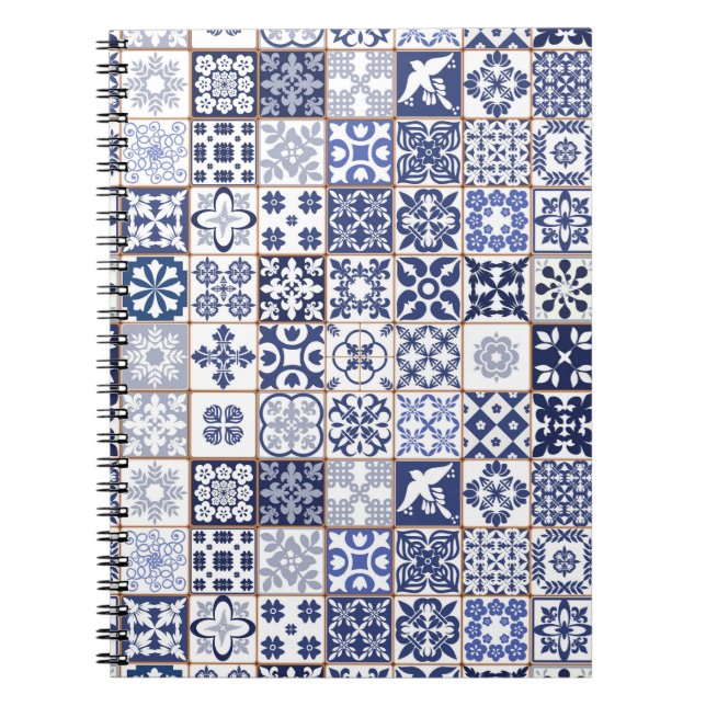 Beautiful blue notebook with Azulejos pattern (Front)