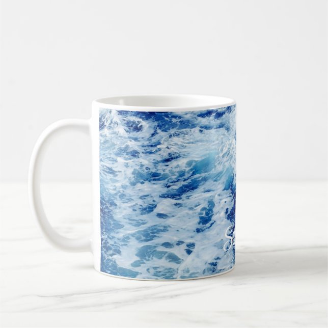 Beautiful Blue Ocean Waves Coffee Mug (Left)