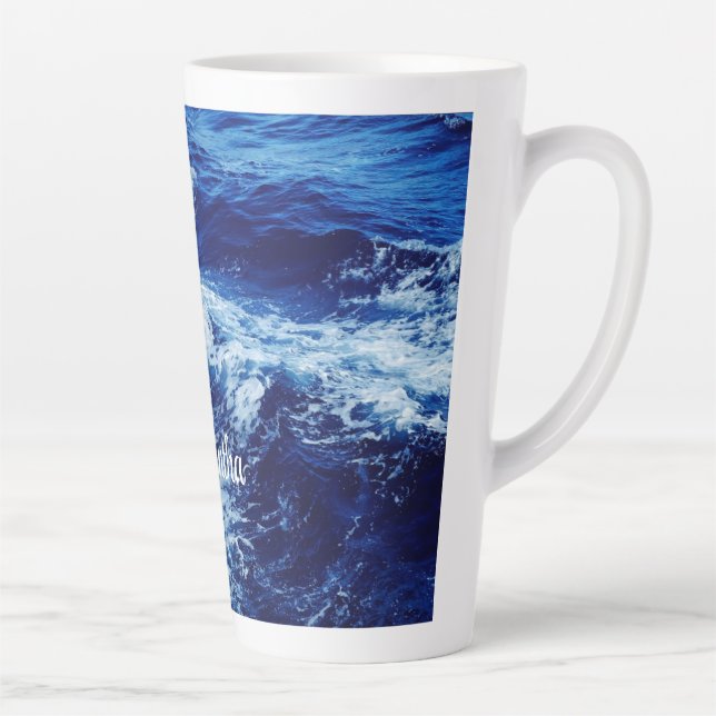 Beautiful Blue Ocean Waves Latte Mug (Right)