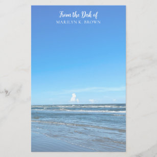 Beautiful Blue Ocean Waves Seashore Photography Stationery