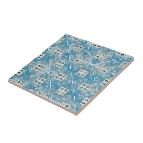 Beautiful blue offwhite watercolor pattern  ceramic tile