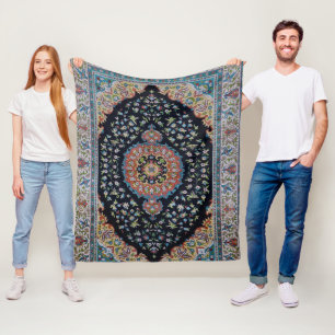 Beautiful Blue Oriental Antique Kilim Rug Fleece Blanket