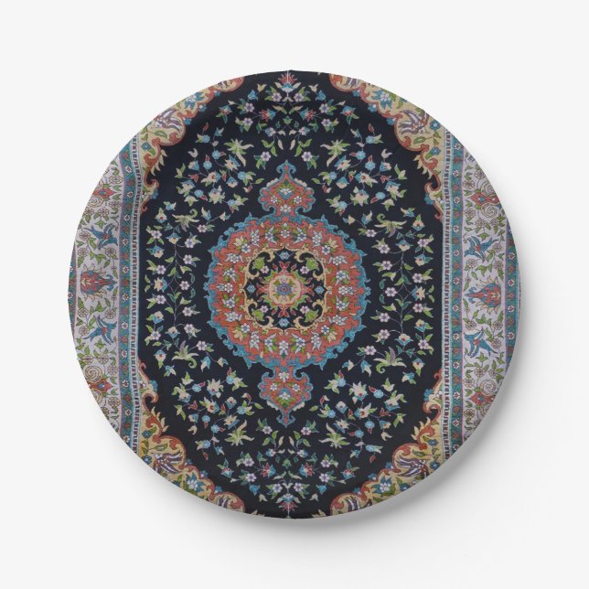 Beautiful Blue Oriental Antique Kilim Rug  Paper Plates (Front)