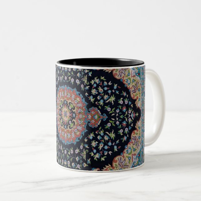 Beautiful Blue Oriental Antique Kilim Rug  Two-Tone Coffee Mug (Front Right)