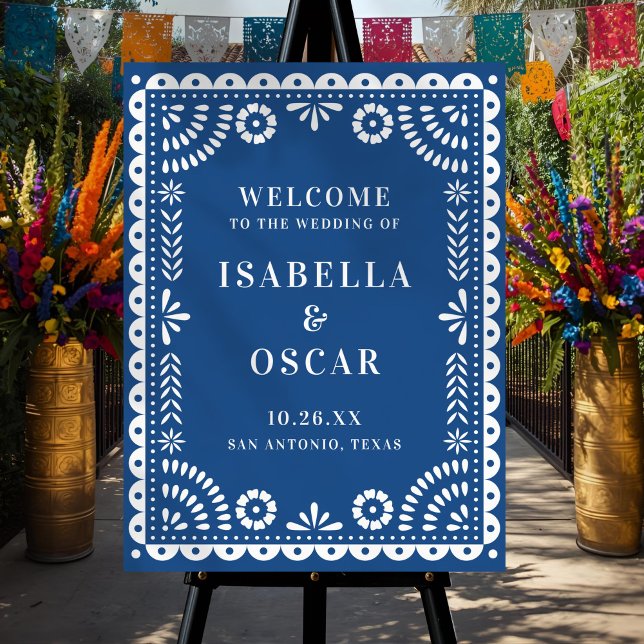 Beautiful Blue Papel Picado Wedding Welcome Sign (Creator Uploaded)