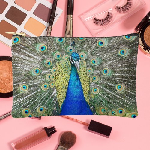Beautiful Blue Peacock Feather Plumage Accessory Pouch