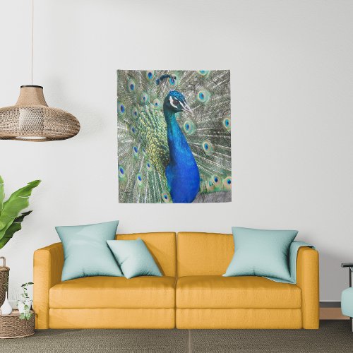 Beautiful Blue Peacock Feathers Tapestry