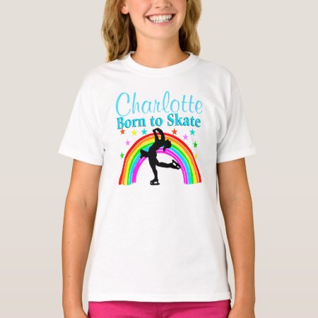 Beautiful Blue Personalized Born To Skate Apparel T-shirt