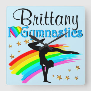 BEAUTIFUL BLUE PERSONALIZED GYMNAST CLOCK