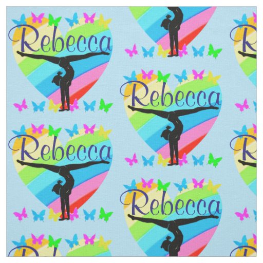 BEAUTIFUL BLUE PERSONALIZED GYMNASTICS FABRIC