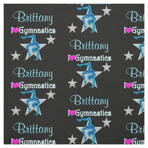 BEAUTIFUL BLUE PERSONALIZED GYMNASTICS FABRIC