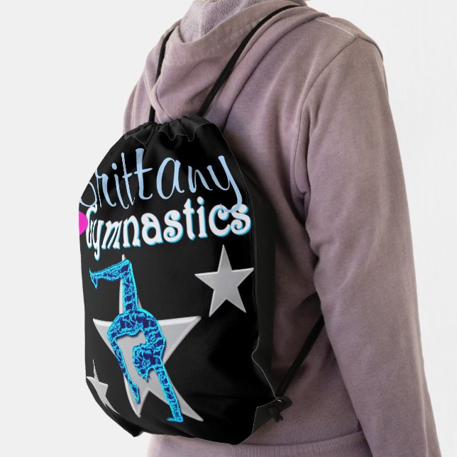 BEAUTIFUL BLUE PERSONALIZED GYMNASTICS NAP SACK DRAWSTRING BAG