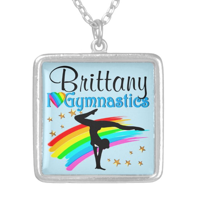BEAUTIFUL BLUE PERSONALIZED GYMNASTICS NECKLACE (Front)