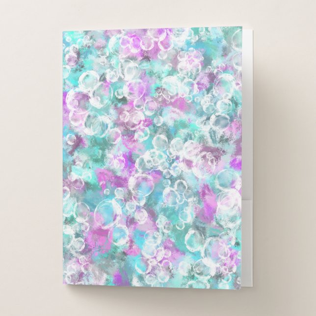 Beautiful Blue Pink Mermaid Pattern Pocket Folder (Front)