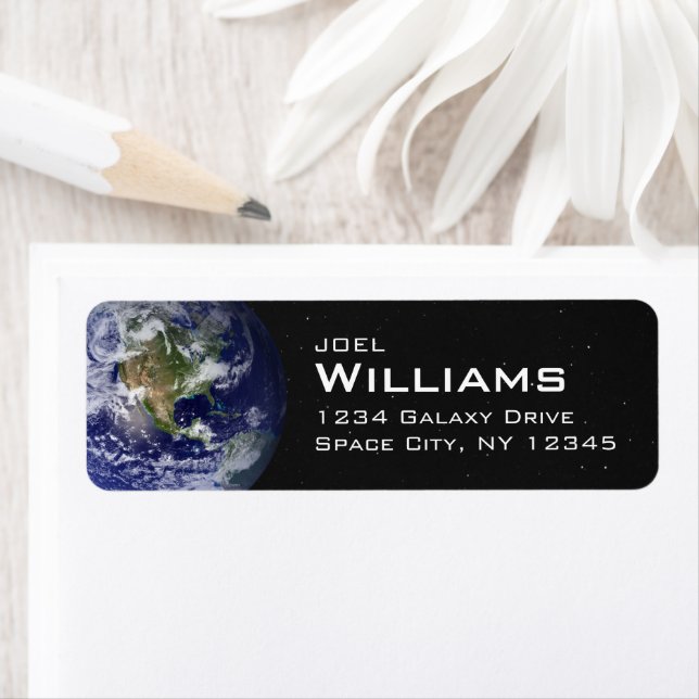 Beautiful Blue Planet Earth Space Return Address Label (Insitu)