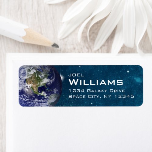 Beautiful Blue Planet Earth Space Return Address Label