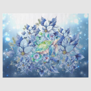 Beautiful Blue Poinsettias & Sea Turtle Decoupage Tissue Paper